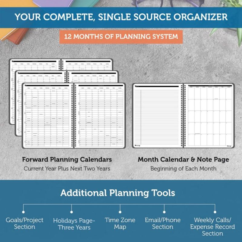 Planificador Planner Pad 21x28 cm 12 meses semanal tinta negra