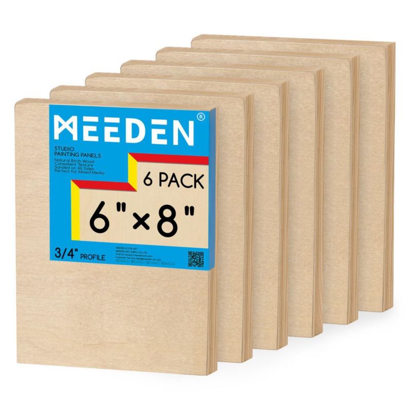 Tablero de lienzo MEEDEN 15x20 cm paquete de 6 madera sin terminar