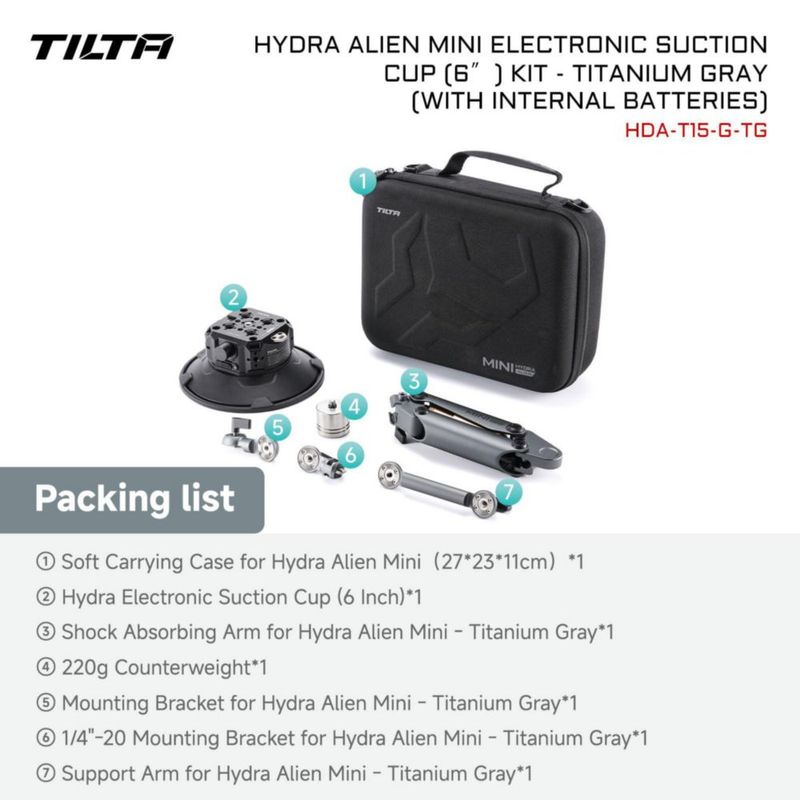 Soporte para coche Tilta Hydra Alien Mini de 6" con absorción de impactos