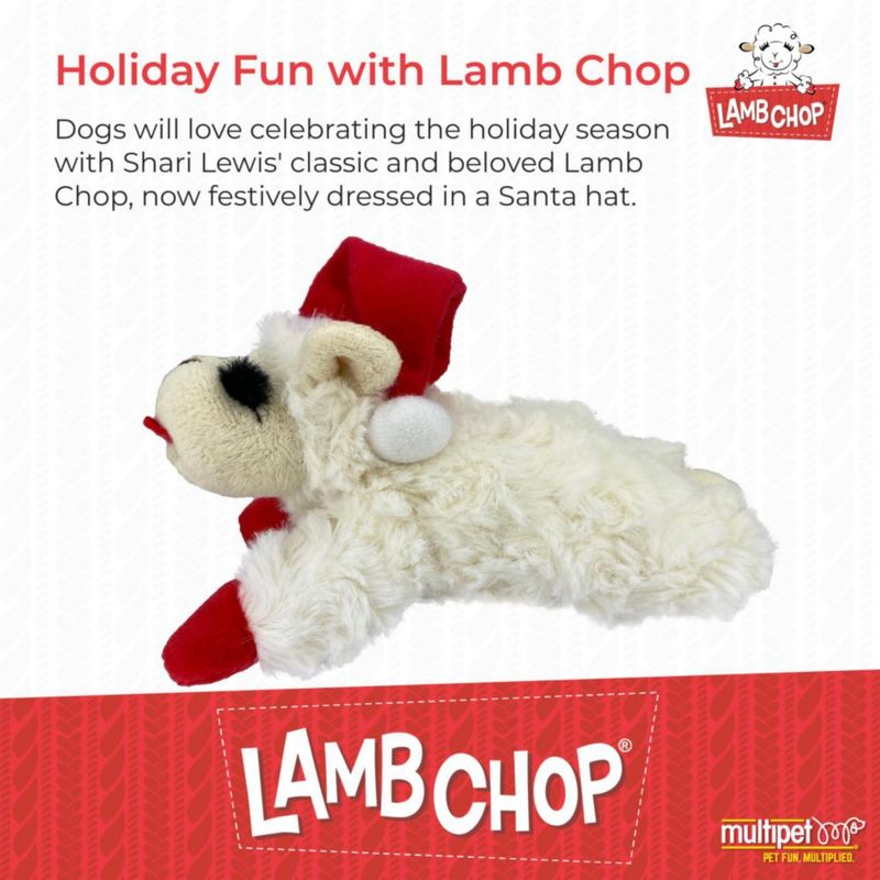 Peluche de Cordero para Perro Multipet con Gorro Navideño y Sonido Chirriante