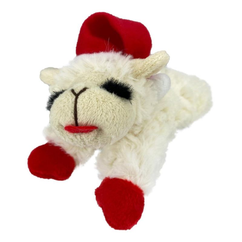Peluche de Cordero para Perro Multipet con Gorro Navideño y Sonido Chirriante