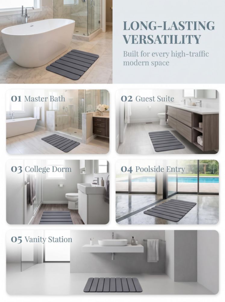 Alfombra de Baño Closefriend 61x41 cm Gris Piedra Plegable