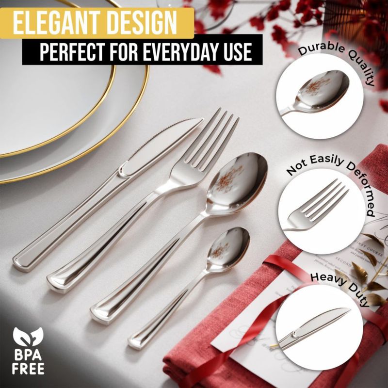 Tenedor Exquisite de Plástico Plateado – 120 piezas – Alta resistencia