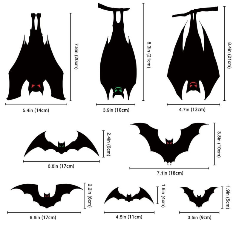 Adhesivos para Ventana Jesiramoo Halloween Murciélagos - 6 Hojas