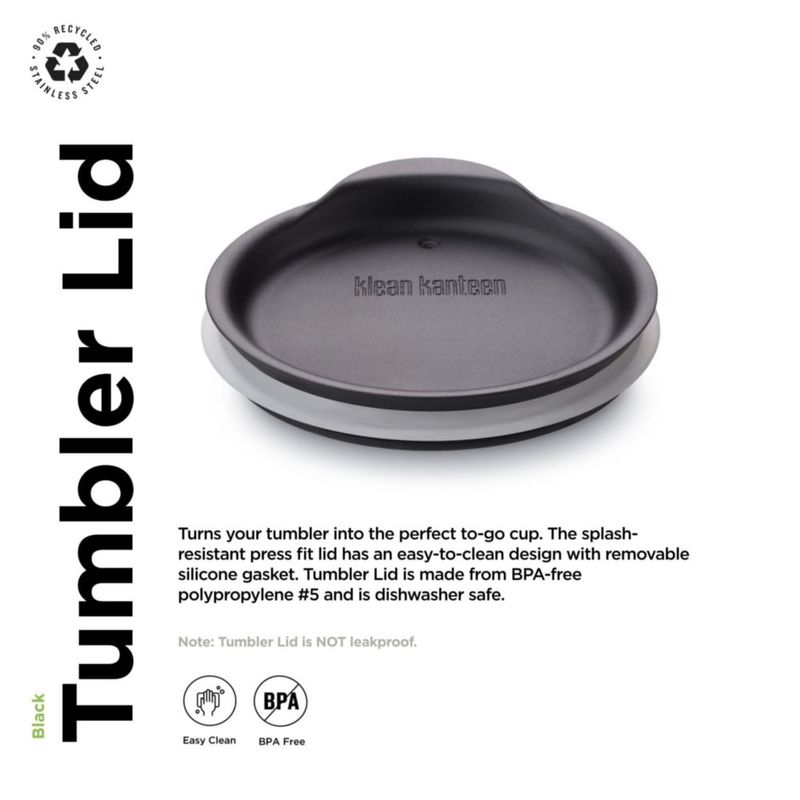 Tapa para vaso Klean Kanteen negro sin BPA apta para lavavajillas
