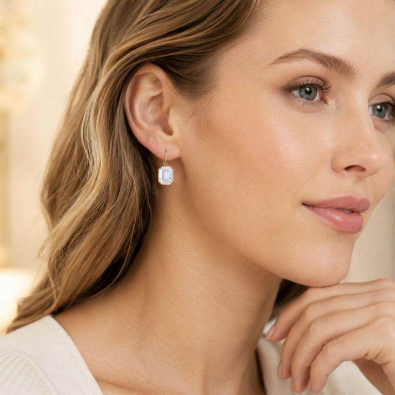 Pendientes colgantes octágono de cristal EVEVIC 14K oro