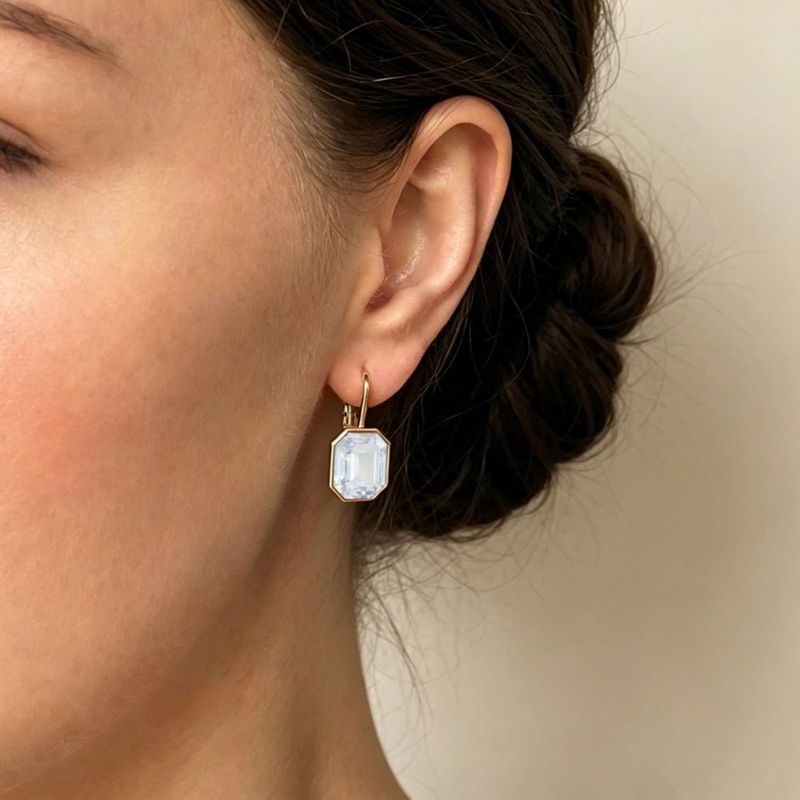 Pendientes colgantes octágono de cristal EVEVIC 14K oro