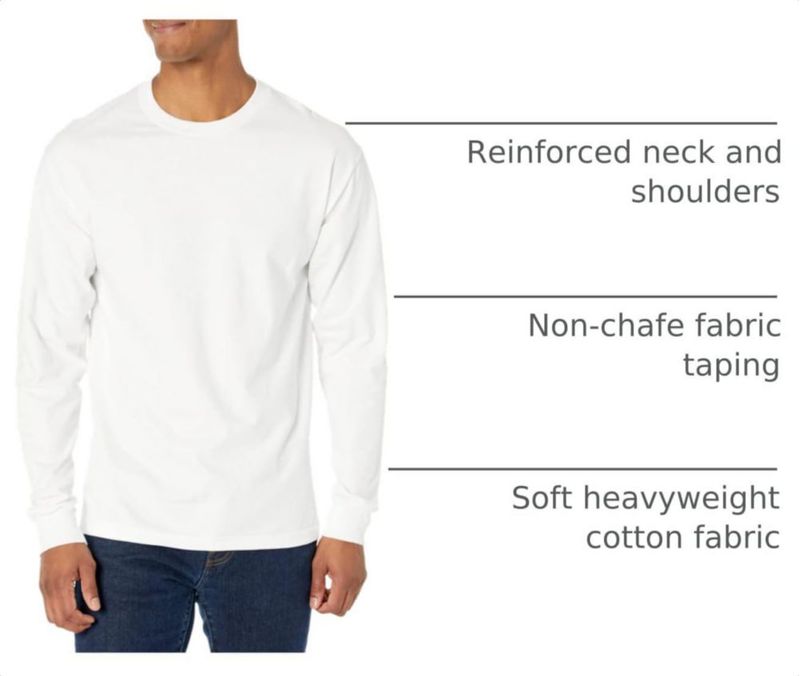 Camisa Hanes de manga larga blanca talla mediana pack de 2