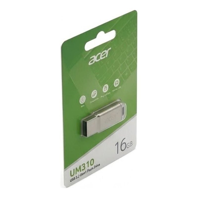 Memoria USB Acer UM310 16GB USB 3.2 Lectura 120 MBps Escritura 90 MBps Color Metálico BL.9BWWA.579