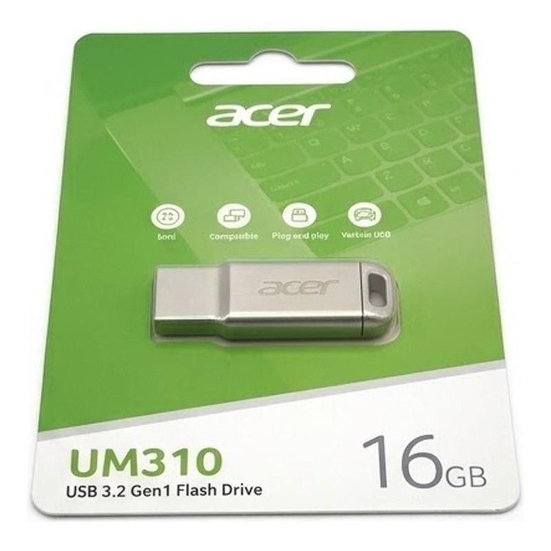 Memoria USB Acer UM310 16GB USB 3.2 Lectura 120 MBps Escritura 90 MBps Color Metálico BL.9BWWA.579