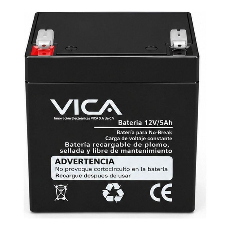 Batería de Reemplazo Vica 12V 5Ah, Genérica Compatible con el 80% de No Breaks de Otras Marcas