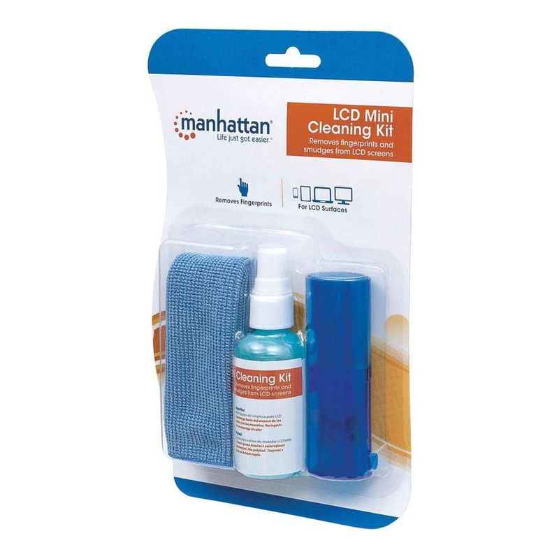 Kit Limpiador LCD Manhattan 421010 Microfibra + Cepillo + Solución 60 ml Sin Alcohol