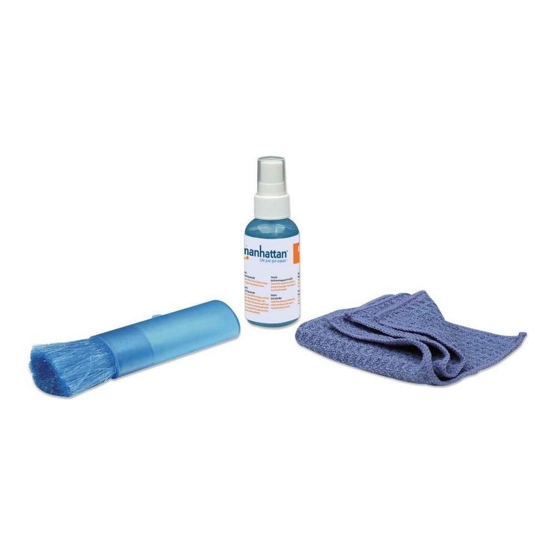 Kit Limpiador LCD Manhattan 421010 Microfibra + Cepillo + Solución 60 ml Sin Alcohol
