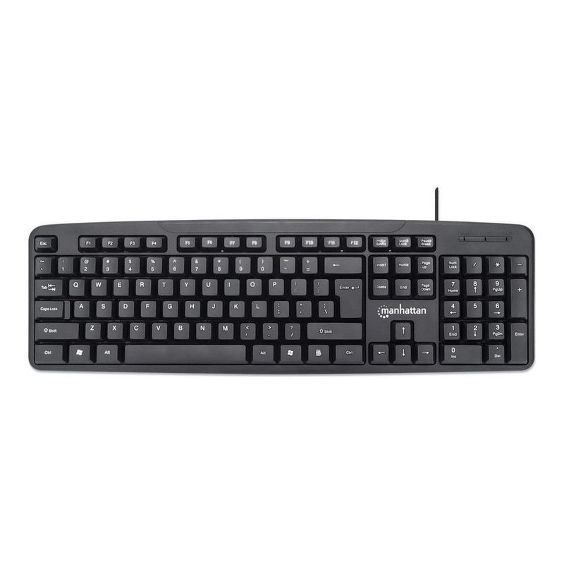 Combo Teclado y Mouse Manhattan 178464, Óptico 1000 DPI, USB Cableado, QWERTY Español, Negro