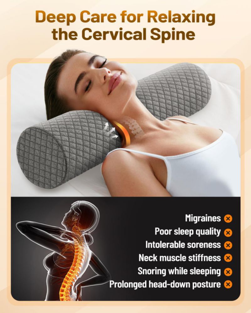 Almohada de rollo cervical redonda de 4" de espuma viscoelástica – Sino Salected