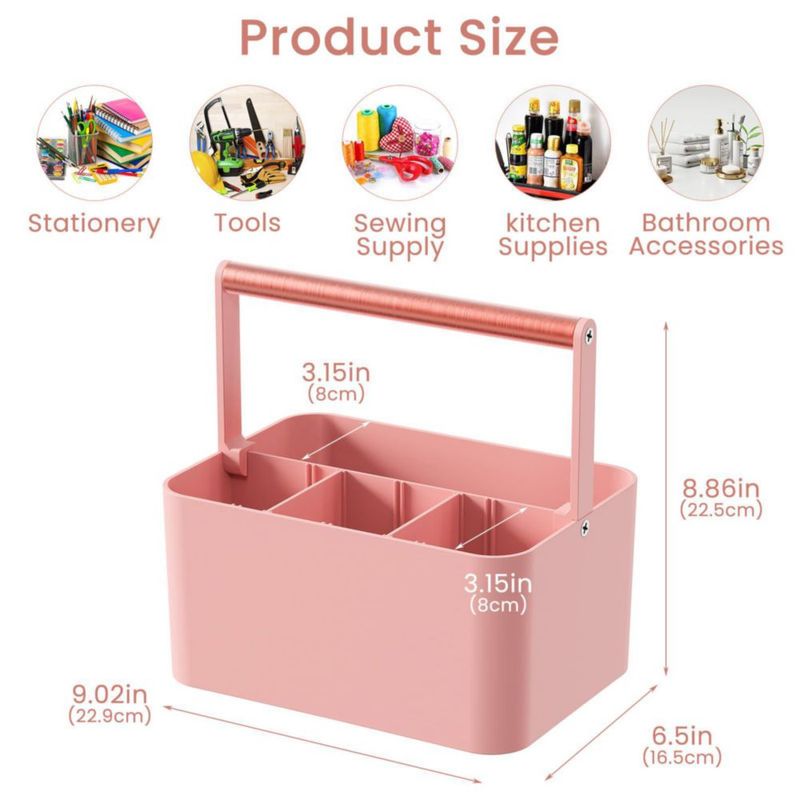 Cesto BYUNER Rosa de 23 cm Portátil de 4 Compartimentos