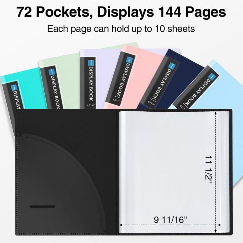 Carpeta de exhibición Sooez pack de 2 72 fundas 8.5"x11"