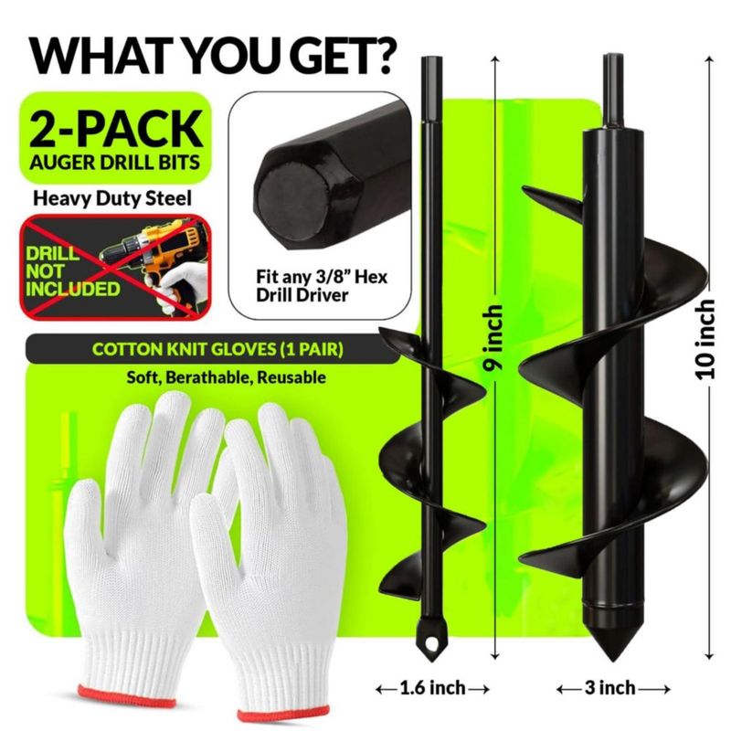 Juego de 2 brocas Auntr 4 cm × 23 cm + 8 cm × 25 cm