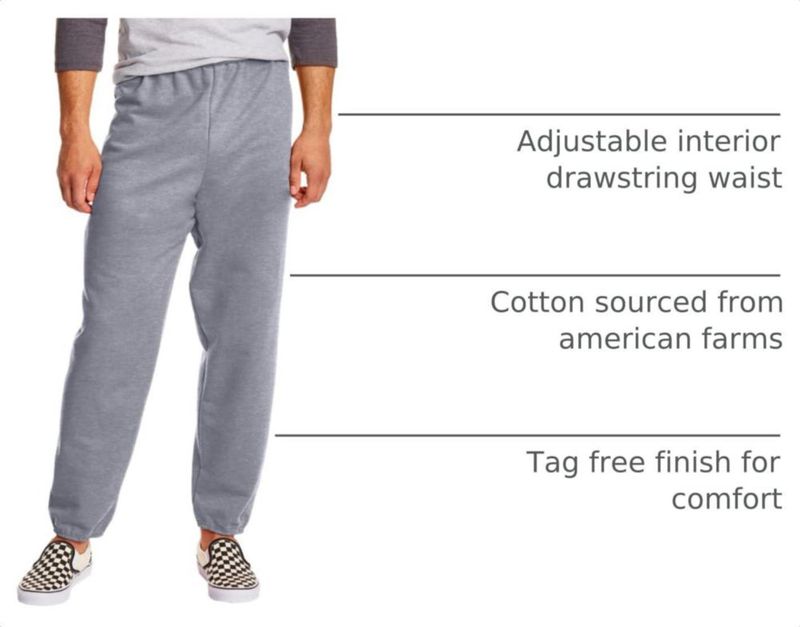 Pantalón de chándal Hanes talla mediana color acero claro sin bolsillo