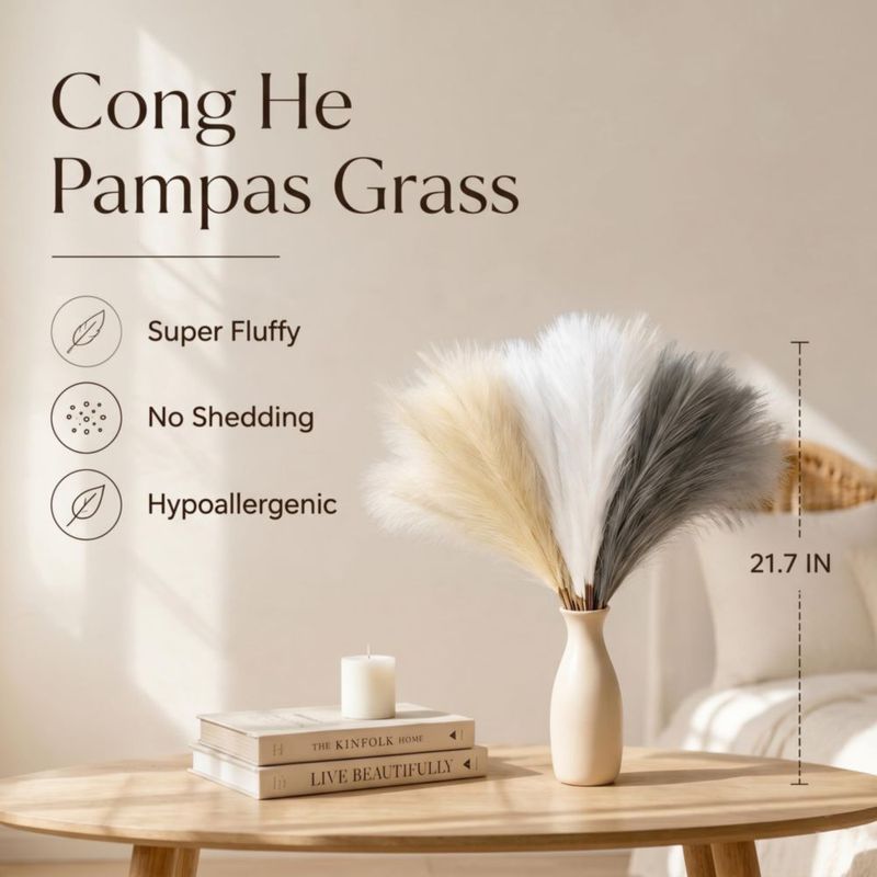 Set de 30 tallos de hierba pampas artificial Cong He – 55 cm