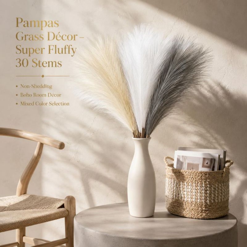 Set de 30 tallos de hierba pampas artificial Cong He – 55 cm