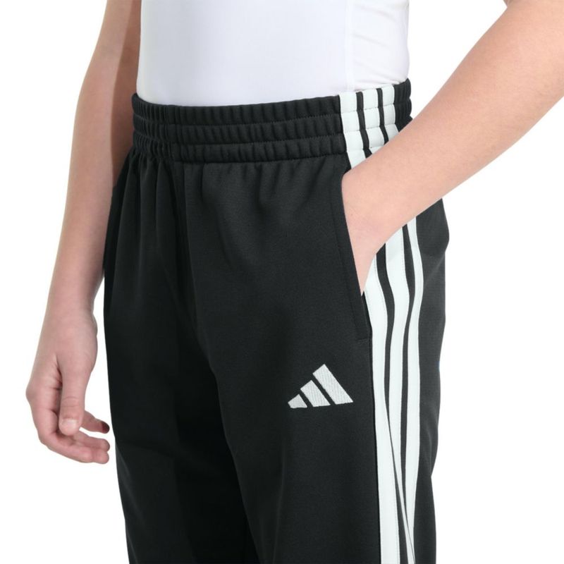 Pantalones adidas para niños 3 rayas entallado negro