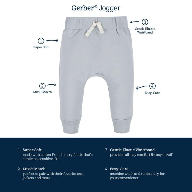 PANTALONES Gerber para Niños Bebé Jogger Pack de 3 Camuflaje Talla 4T (EE. UU.)