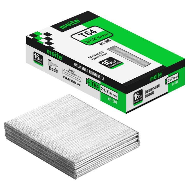 Clavos de acabado meite 16 GA 64 mm galvanizados – 500 uds