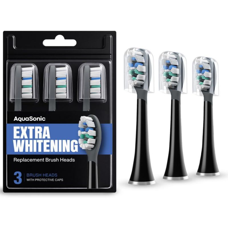 Cabezas de Cepillo Aquasonic Blanqueamiento Extra 3‑Pack Negro
