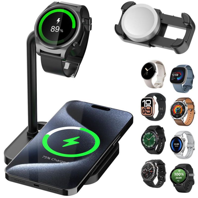 Cargador inalámbrico 2 en 1 AODUKE con soporte para iWatch