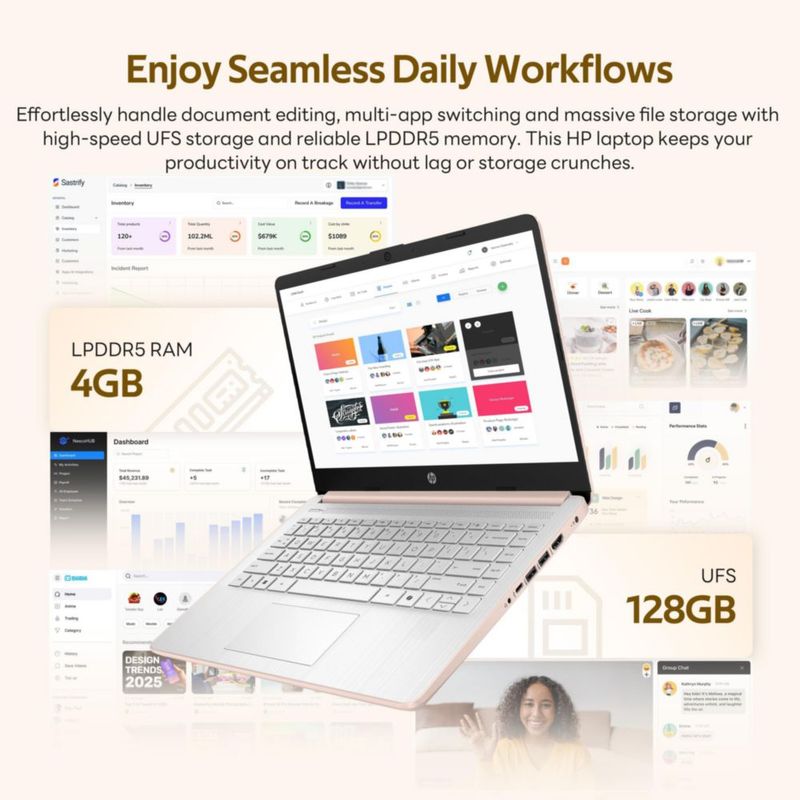 Portátil HP Stream 14" N150 4 GB RAM 128 GB UFS Windows 11