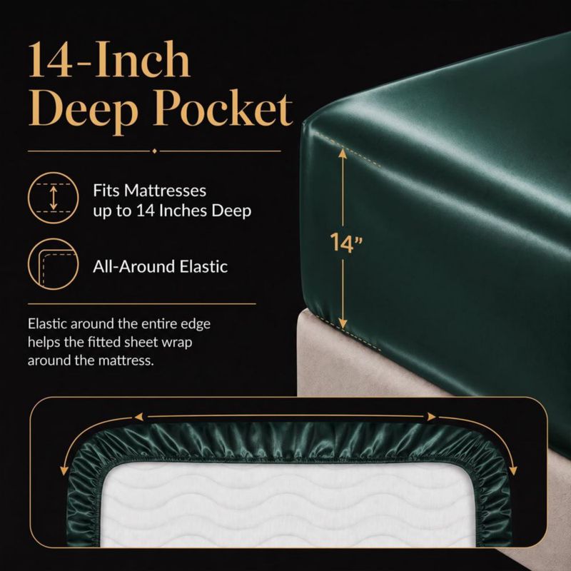 Sábanas de Satén CozyLux 4 Piezas para Colchón de 36 cm