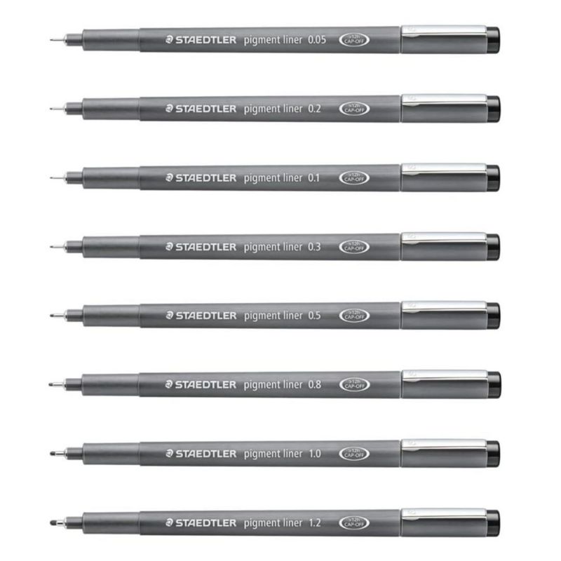 Plumas Fineliner STAEDTLER 15 unidades negras 005‑12 mm