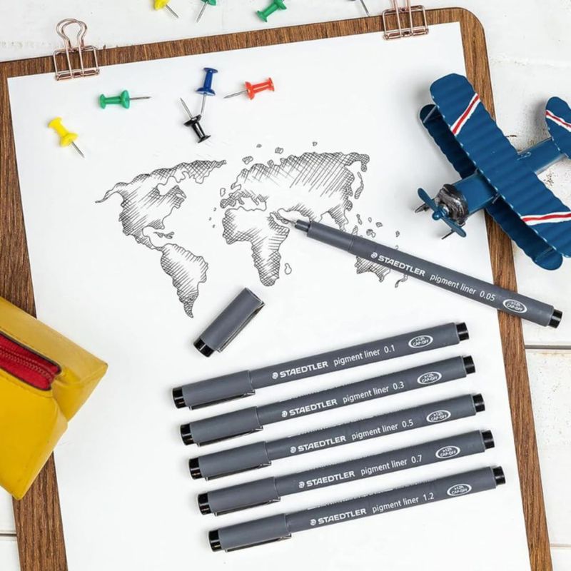 Plumas Fineliner STAEDTLER 15 unidades negras 005‑12 mm