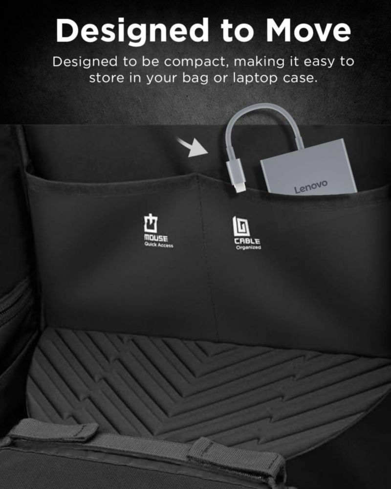 Concentrador USB‑C 4‑en‑1 Lenovo de viaje Luna Grey con HDMI 4K