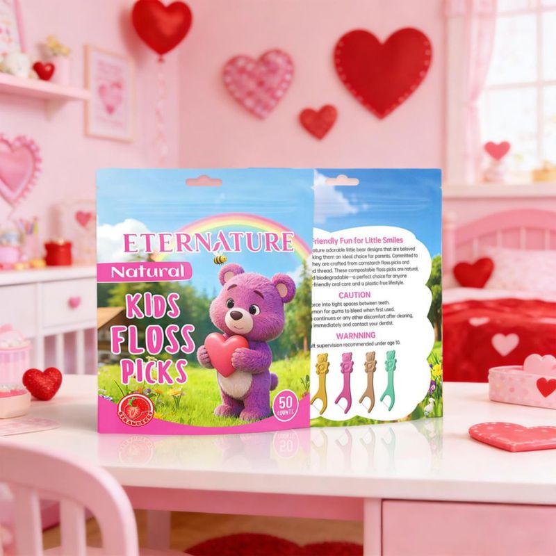 Palillos de hilo dental para niños Eternature 100 uds sabor fresa