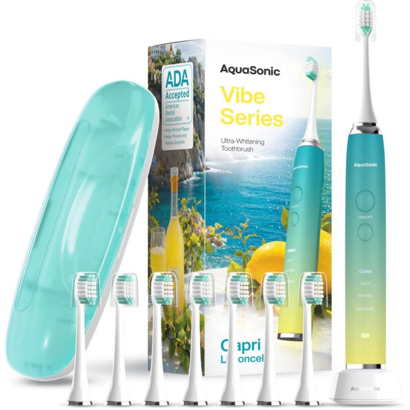 Cepillo de dientes eléctrico Aquasonic Vibe Capri Limoncello inalámbrico