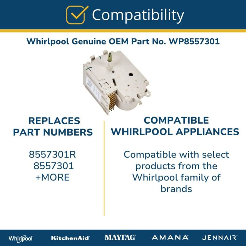 Temporizador OEM para lavadora de carga superior Whirlpool WP8557301