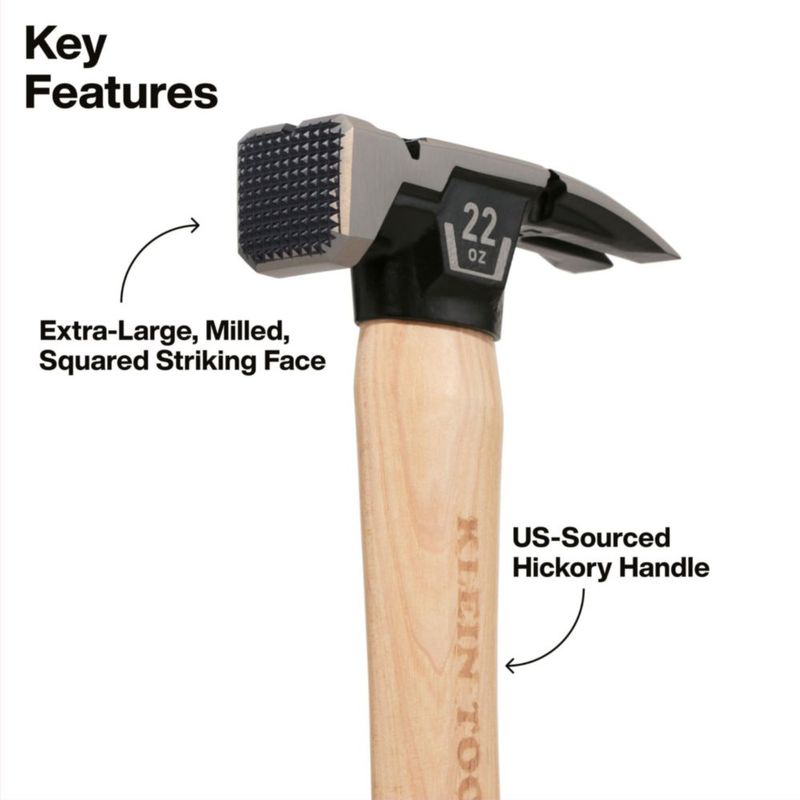 Martillo Klein Tools 620 g Cara Fresada Garra Recta