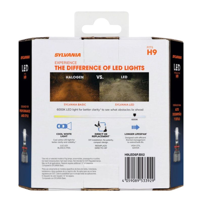 Faros SYLVANIA H9 LED 6000K Blanco Frío