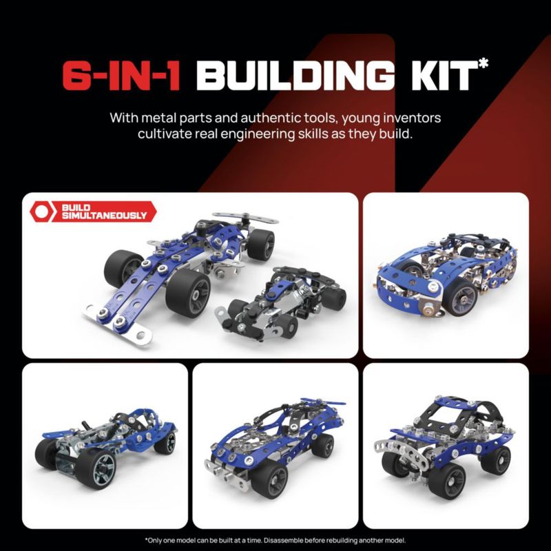 Kit de Construcción MECCANO 6 en 1 Coches de Carreras – Juguete STEM