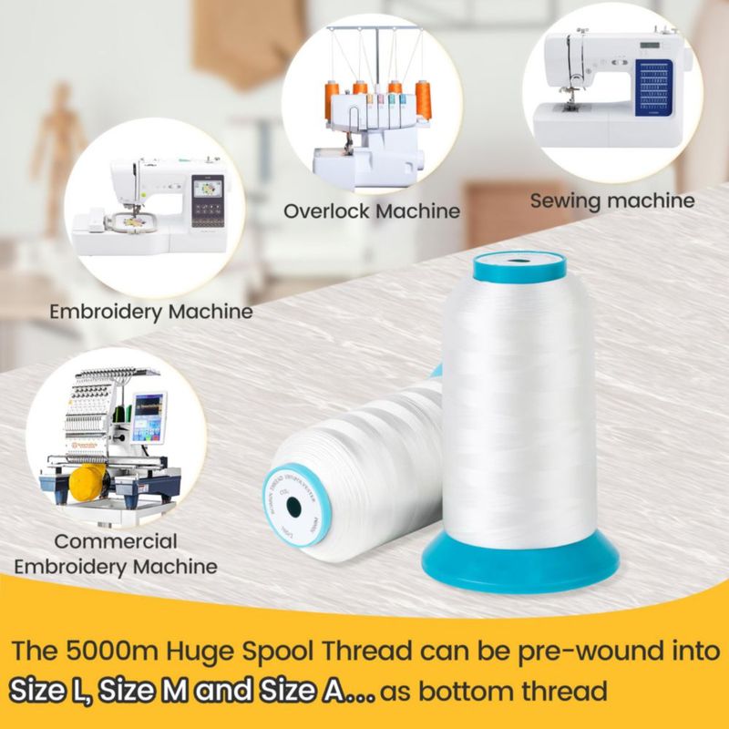 HILO New brothread 2×5000 m Blanco 60WT Hilo de bobina