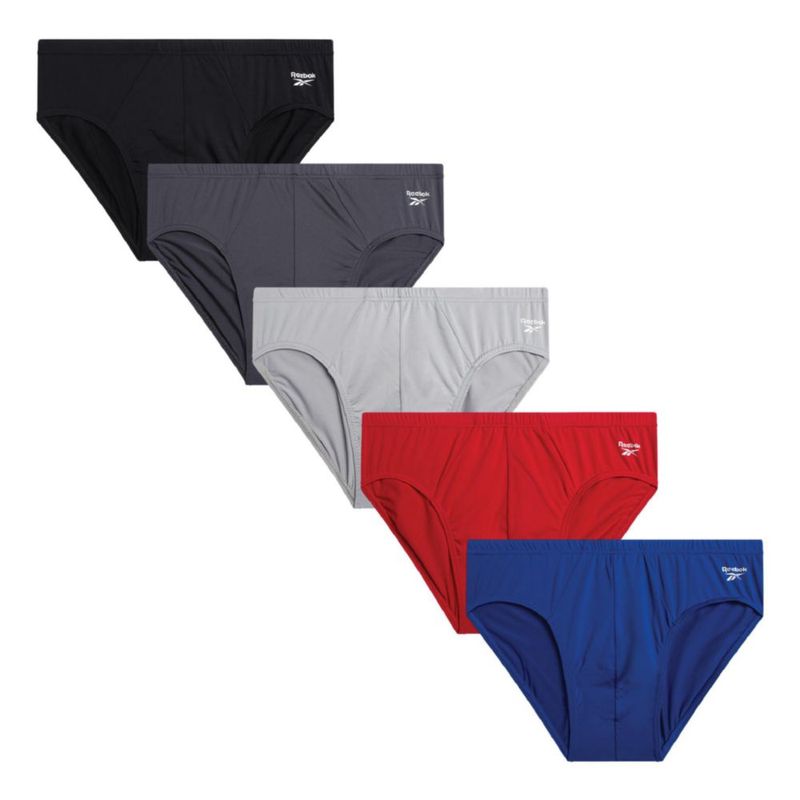 Calzoncillos Reebok para Hombre Pack de 5 Corte bajo Talla L Negro/Gris/Rojo/Azul