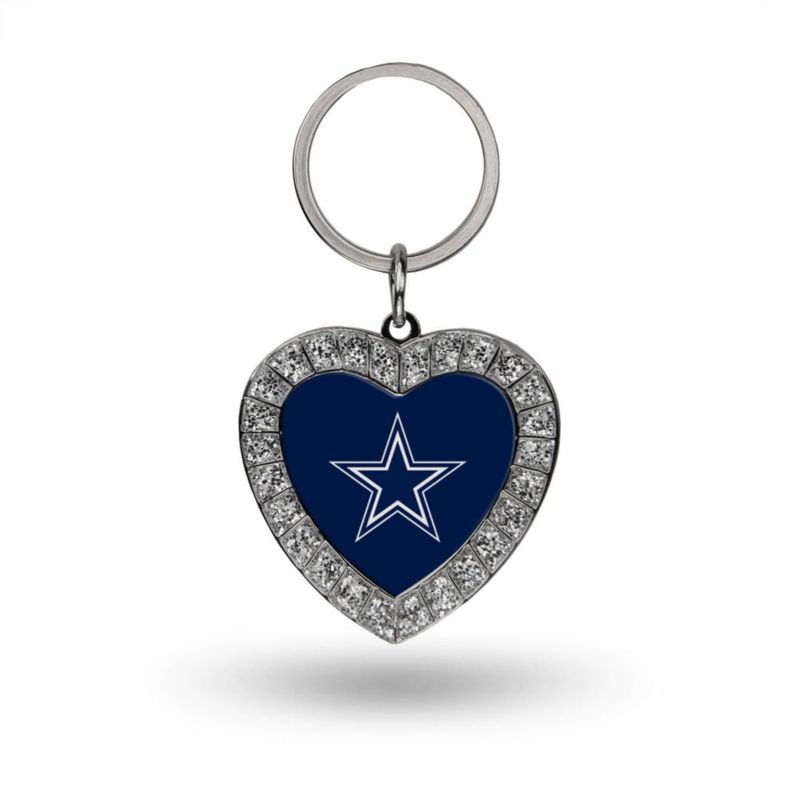 Llavero Dallas Cowboys con Pedrería – Corazón de Metal (Rico Industries)