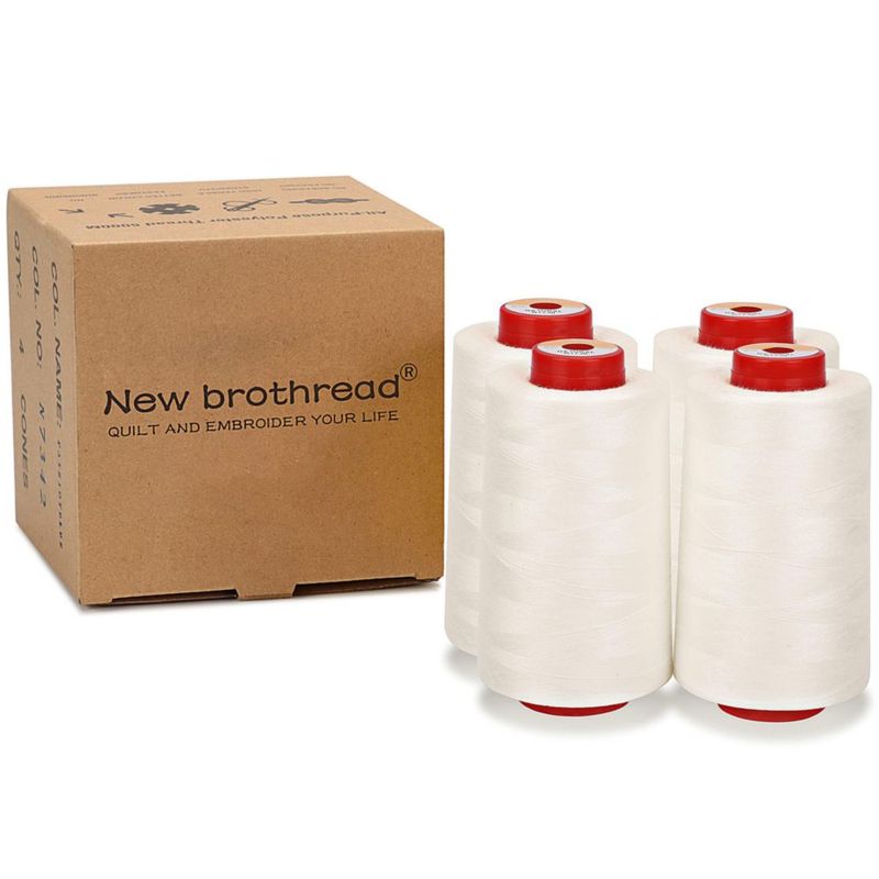Hilo de Poliéster New Brothread 22 000 m Paquete de 4 Color Natural