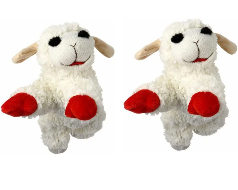 Juguete de Peluche para Perro HDP Lambchop 25 cm Blanco – Pack de 2 con Chirrido