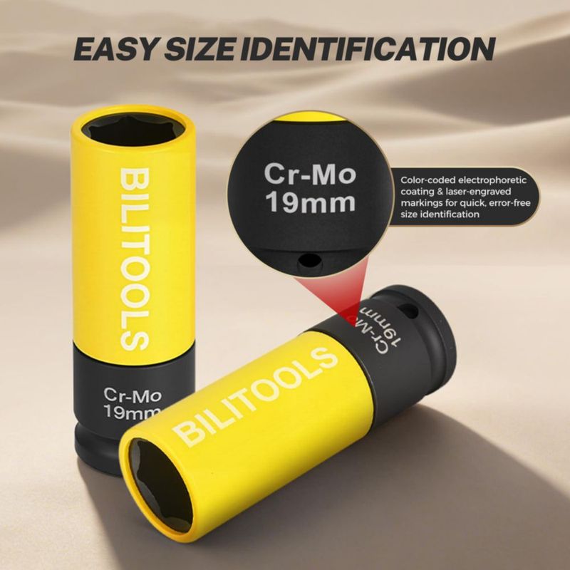 Cajón de vaso para tuercas de rueda BILITOOLS 19 mm 1/2" de entrada pared delgada