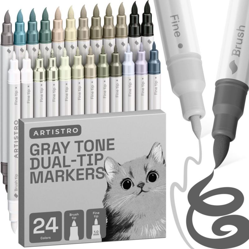 Marcadores de pintura ARTISTRO 24 tonos gris de doble punta