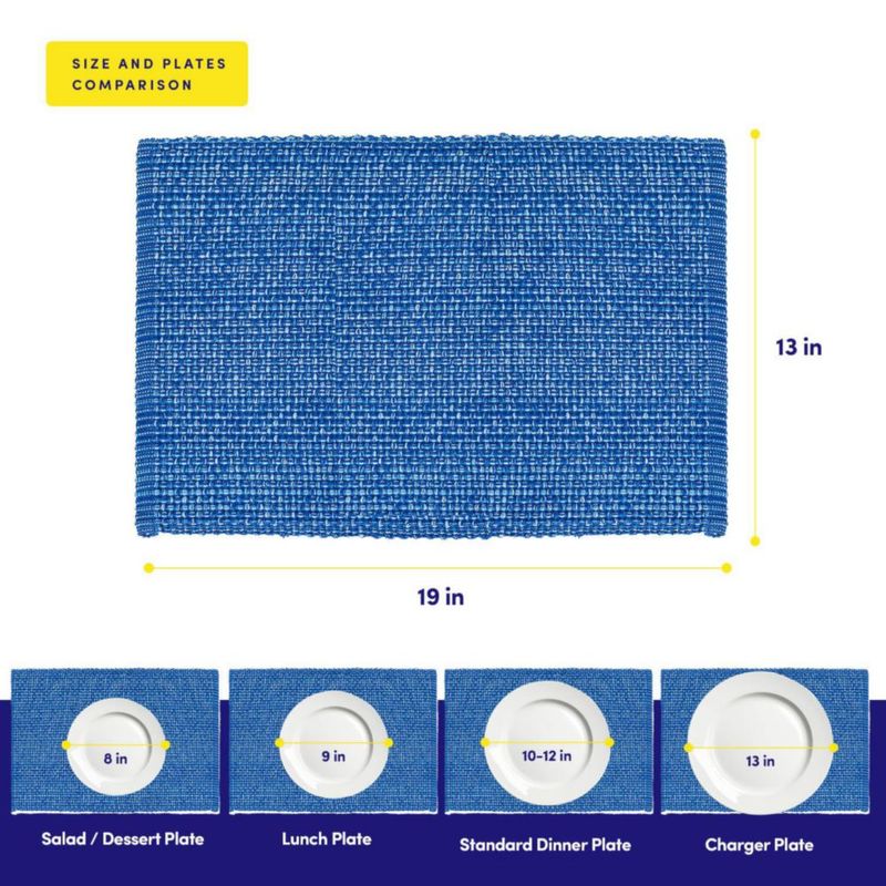 Mantel Individual Sweet Home Collection 33x48 cm Juego de 6 Azul Oscuro
