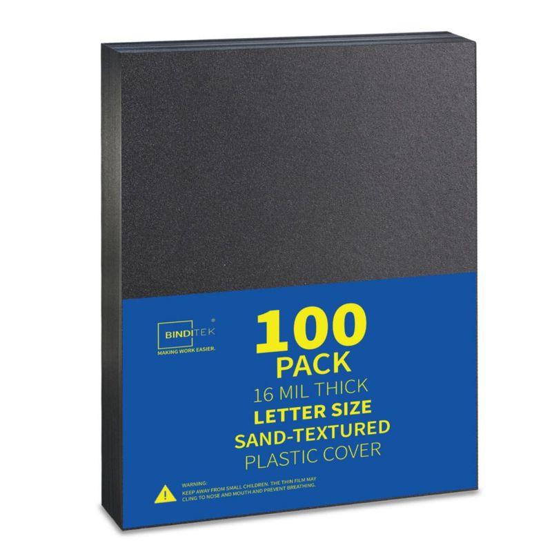 Cubiertas de encuadernación Binditek tamaño carta paquete de 100 negras